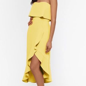 Xscape Crepe Bustier Ruffle Skirt Dress, Lemon, Sz 12